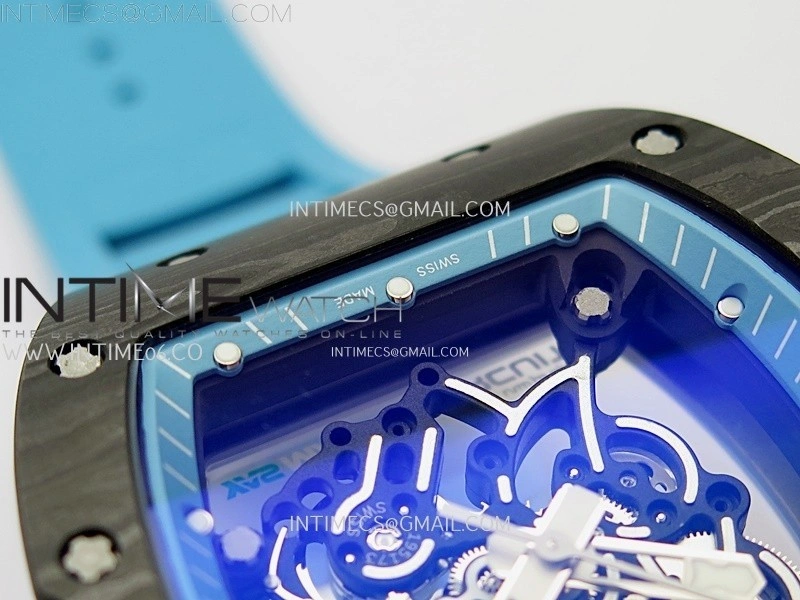 RM055 Blue Inner Bezel Black Crown NTPT NTPT ZF 1:1 Best Edition on Blue Rubber Strap RMUL2 Super Clone