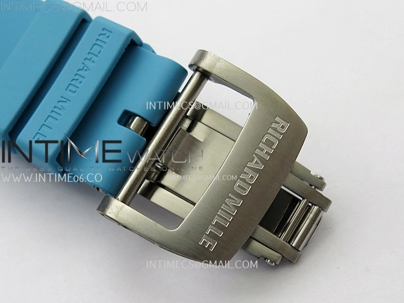 RM055 Blue Inner Bezel Black Crown NTPT NTPT ZF 1:1 Best Edition on Blue Rubber Strap RMUL2 Super Clone