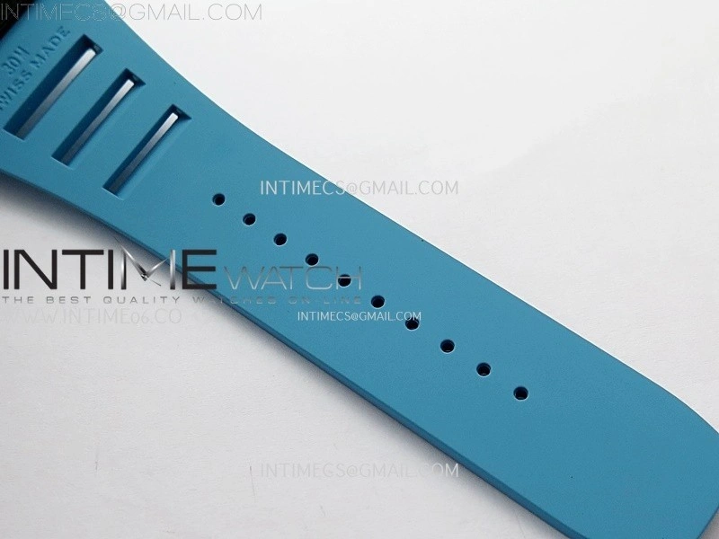 RM055 Blue Inner Bezel Black Crown NTPT NTPT ZF 1:1 Best Edition on Blue Rubber Strap RMUL2 Super Clone