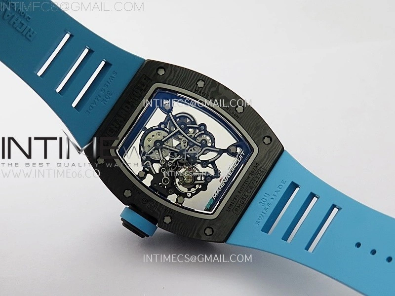 RM055 Blue Inner Bezel Black Crown NTPT NTPT ZF 1:1 Best Edition on Blue Rubber Strap RMUL2 Super Clone