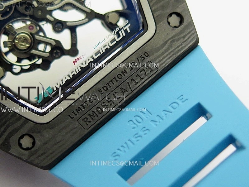 RM055 Blue Inner Bezel Black Crown NTPT NTPT ZF 1:1 Best Edition on Blue Rubber Strap RMUL2 Super Clone
