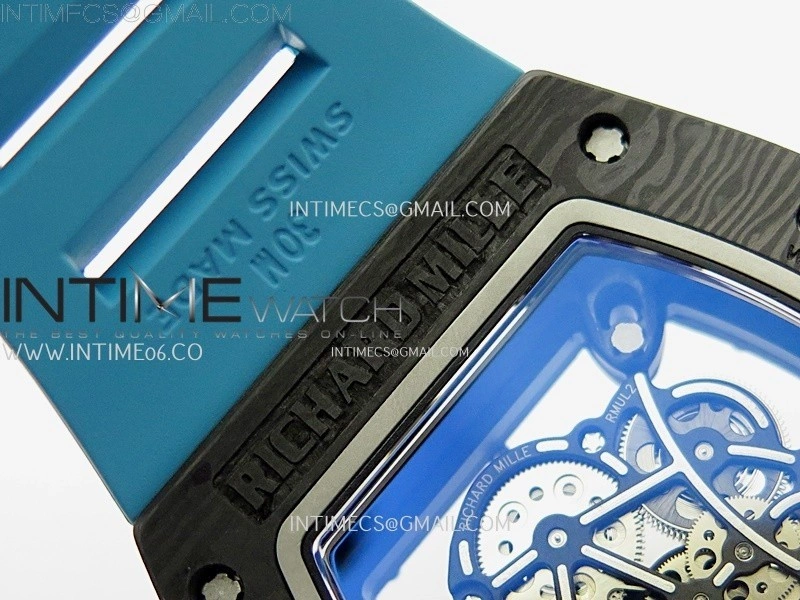 RM055 Blue Inner Bezel Black Crown NTPT NTPT ZF 1:1 Best Edition on Blue Rubber Strap RMUL2 Super Clone