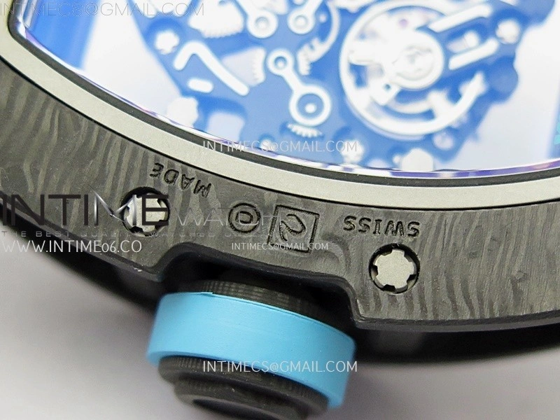 RM055 Blue Inner Bezel Black Crown NTPT NTPT ZF 1:1 Best Edition on Blue Rubber Strap RMUL2 Super Clone