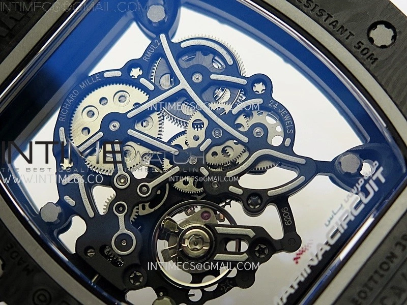 RM055 Blue Inner Bezel Black Crown NTPT NTPT ZF 1:1 Best Edition on Blue Rubber Strap RMUL2 Super Clone