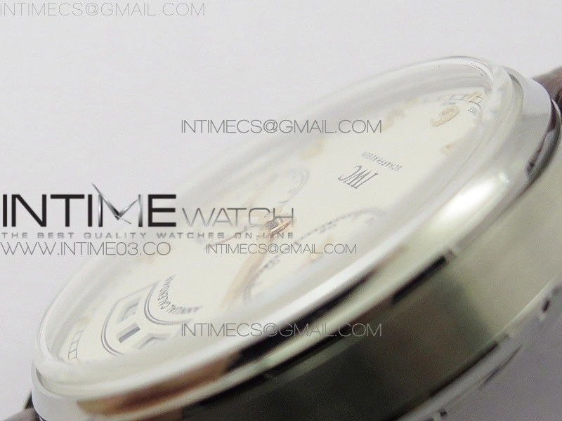 Portuguese Real PR Real Annual Calendar IW503501 AZF 1:1 Best Edition White Dial on Brown Leather Strap A52850