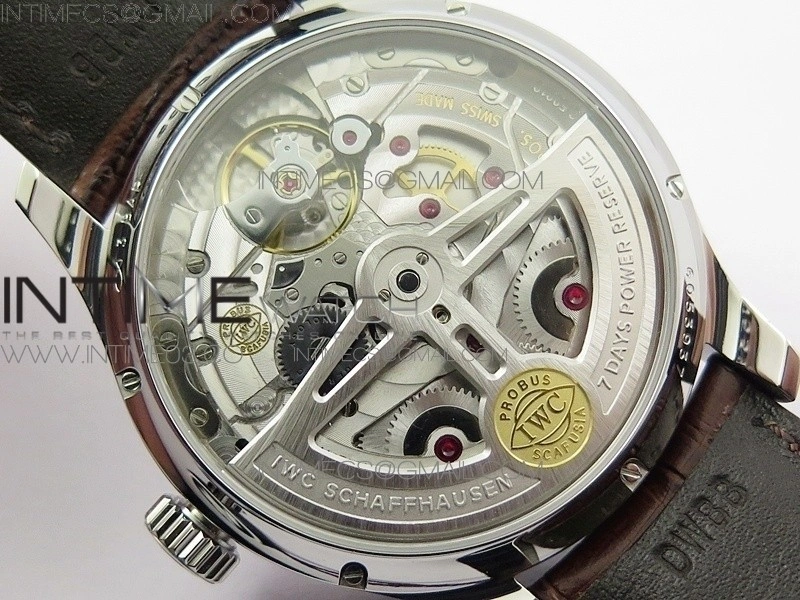 Portuguese Real PR Real Annual Calendar IW503501 AZF 1:1 Best Edition White Dial on Brown Leather Strap A52850