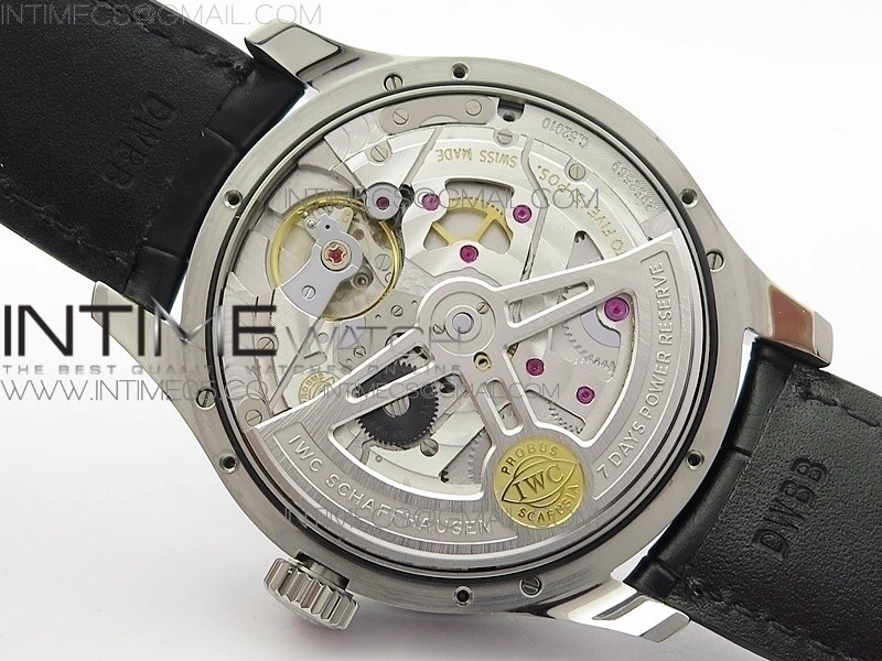 Portuguese Real PR Real Annual Calendar IW503510 AZF 1:1 Best Edition Green Dial on Black Leather Strap A52850