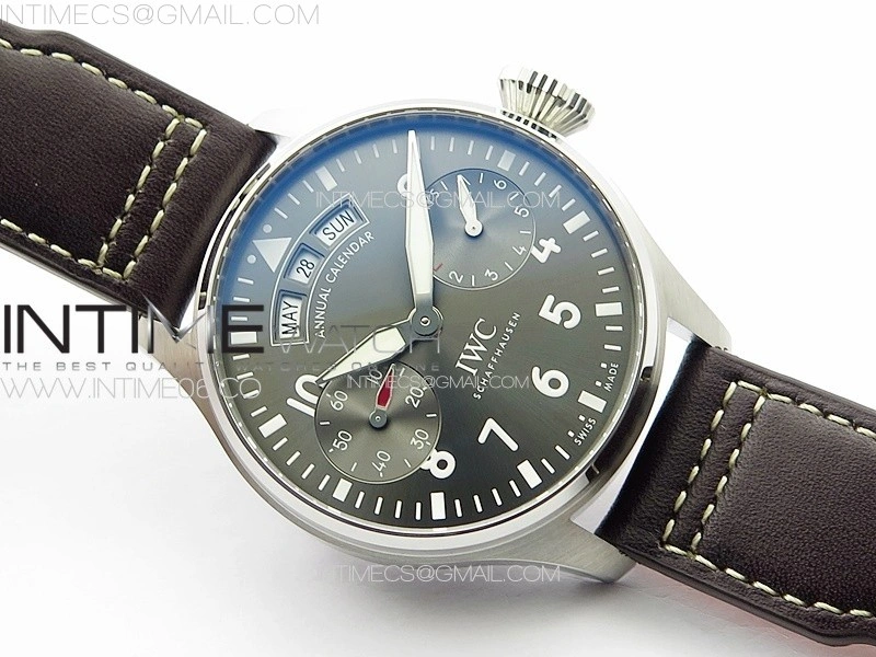 Big Pilot Annual Calendar SS IW5027 AZF 1:1 Best Edition Gray Dial on Brown Leather Strap A52850