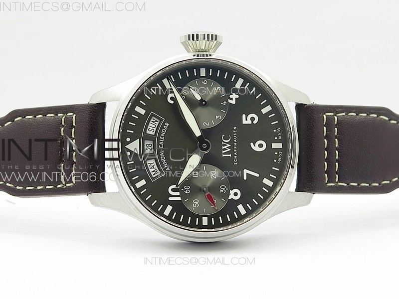 Big Pilot Annual Calendar SS IW5027 AZF 1:1 Best Edition Gray Dial on Brown Leather Strap A52850