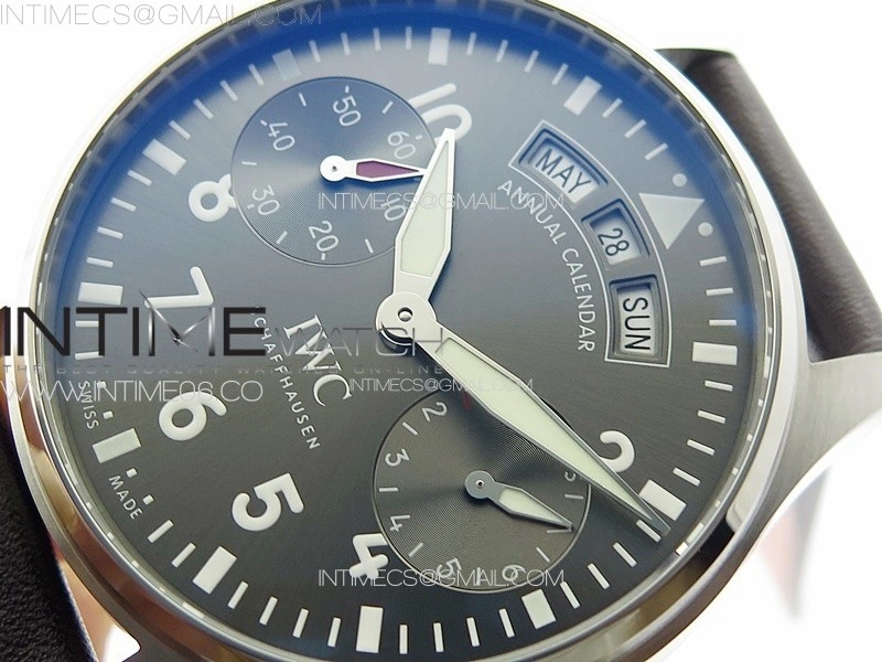 Big Pilot Annual Calendar SS IW5027 AZF 1:1 Best Edition Gray Dial on Brown Leather Strap A52850
