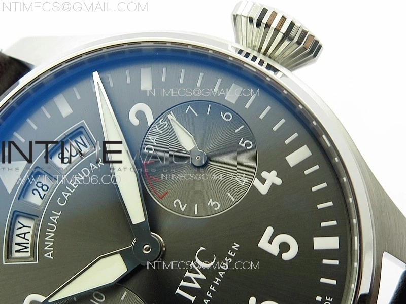 Big Pilot Annual Calendar SS IW5027 AZF 1:1 Best Edition Gray Dial on Brown Leather Strap A52850