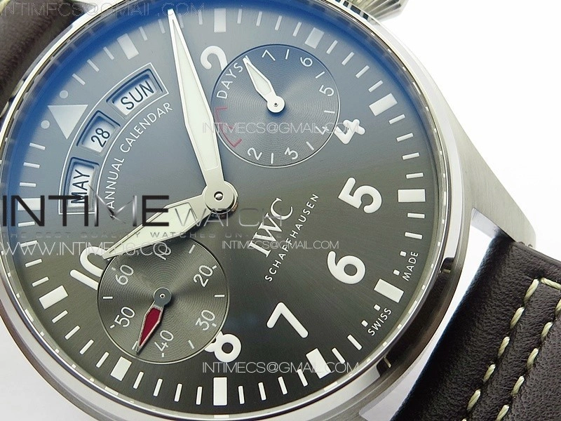 Big Pilot Annual Calendar SS IW5027 AZF 1:1 Best Edition Gray Dial on Brown Leather Strap A52850