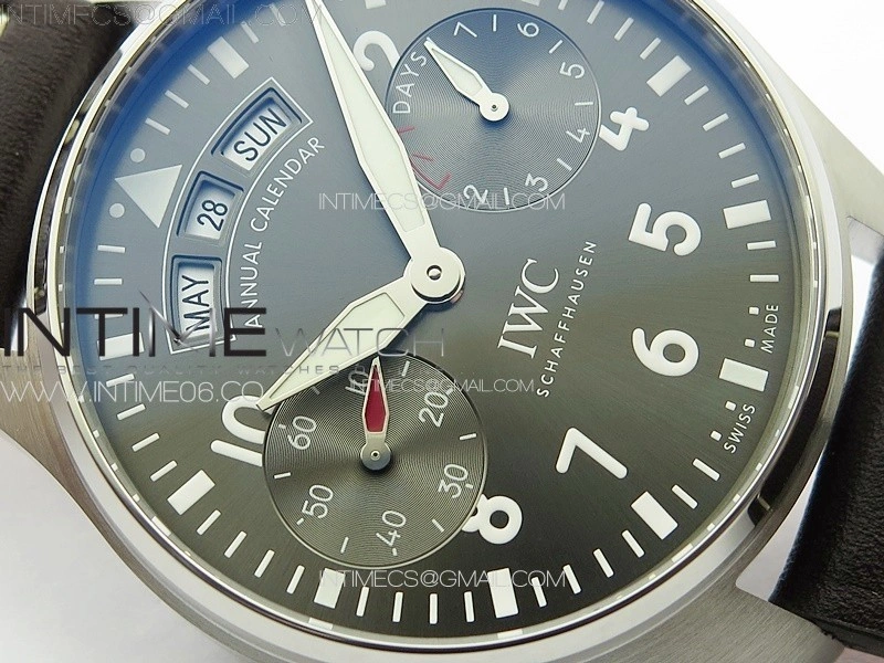 Big Pilot Annual Calendar SS IW5027 AZF 1:1 Best Edition Gray Dial on Brown Leather Strap A52850