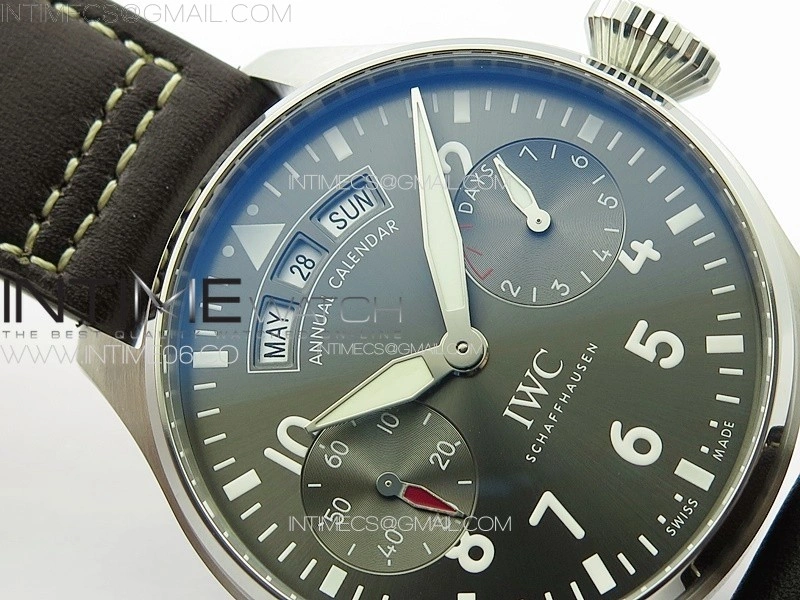 Big Pilot Annual Calendar SS IW5027 AZF 1:1 Best Edition Gray Dial on Brown Leather Strap A52850