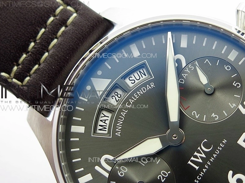 Big Pilot Annual Calendar SS IW5027 AZF 1:1 Best Edition Gray Dial on Brown Leather Strap A52850