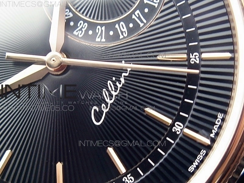 Cellini 50519 Real Date RG BP Best Edition Black Dial Stick Markers on Black Leather Strap SA3165