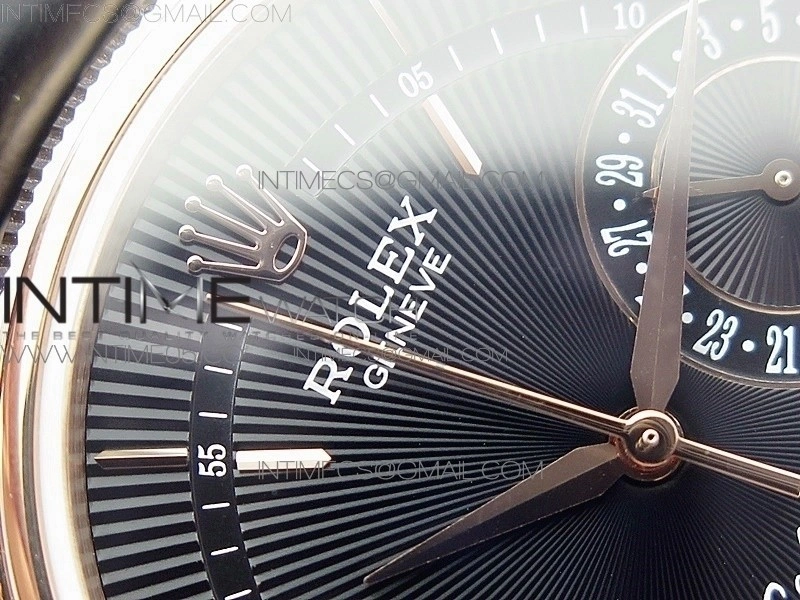 Cellini 50519 Real Date RG BP Best Edition Black Dial Stick Markers on Black Leather Strap SA3165