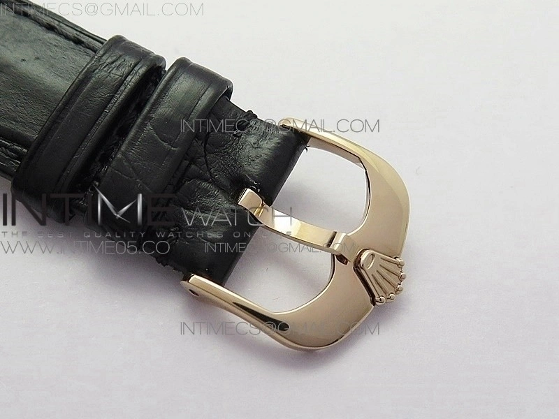 Cellini 50519 Real Date RG BP Best Edition Black Dial Stick Markers on Black Leather Strap SA3165