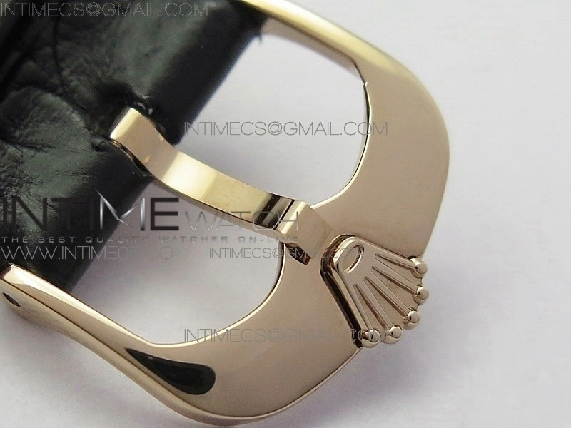 Cellini 50519 Real Date RG BP Best Edition Black Dial Stick Markers on Black Leather Strap SA3165