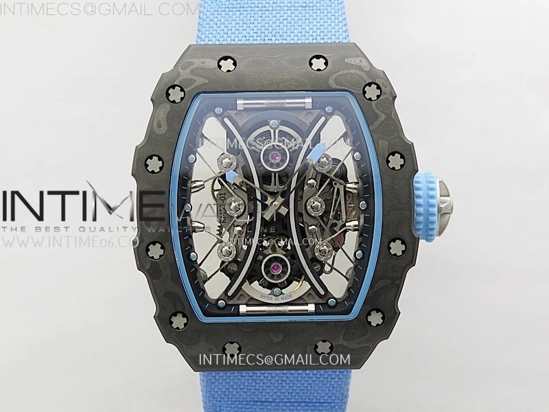 RM053-01 Real Forge Carbon JBF Best Edition Skeleton Dial on Blue Nylon Strap Asian Movement