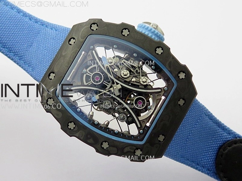 RM053-01 Real Forge Carbon JBF Best Edition Skeleton Dial on Blue Nylon Strap Asian Movement