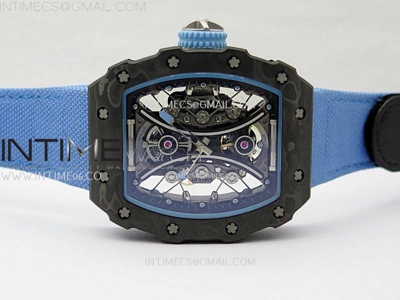RM053-01 Real Forge Carbon JBF Best Edition Skeleton Dial on Blue Nylon Strap Asian Movement
