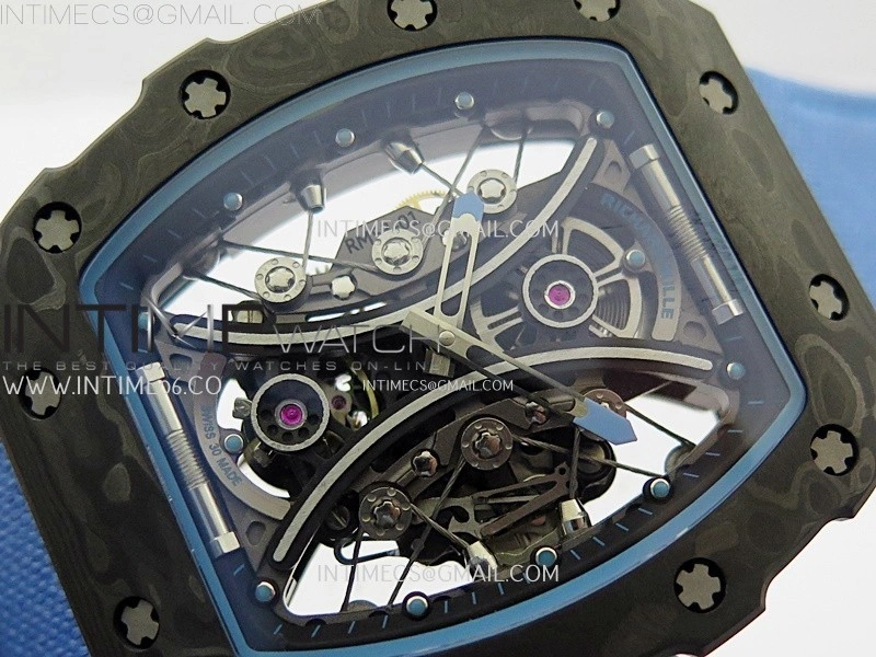 RM053-01 Real Forge Carbon JBF Best Edition Skeleton Dial on Blue Nylon Strap Asian Movement