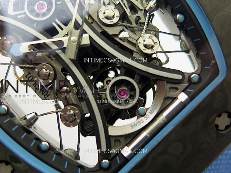 RM053-01 Real Forge Carbon JBF Best Edition Skeleton Dial on Blue Nylon Strap Asian Movement