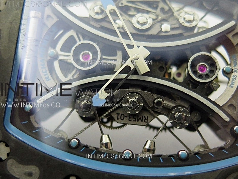 RM053-01 Real Forge Carbon JBF Best Edition Skeleton Dial on Blue Nylon Strap Asian Movement