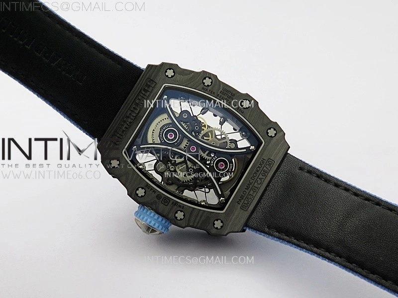RM053-01 Real Forge Carbon JBF Best Edition Skeleton Dial on Blue Nylon Strap Asian Movement