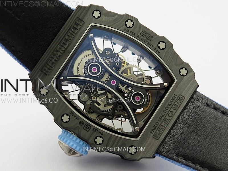 RM053-01 Real Forge Carbon JBF Best Edition Skeleton Dial on Blue Nylon Strap Asian Movement