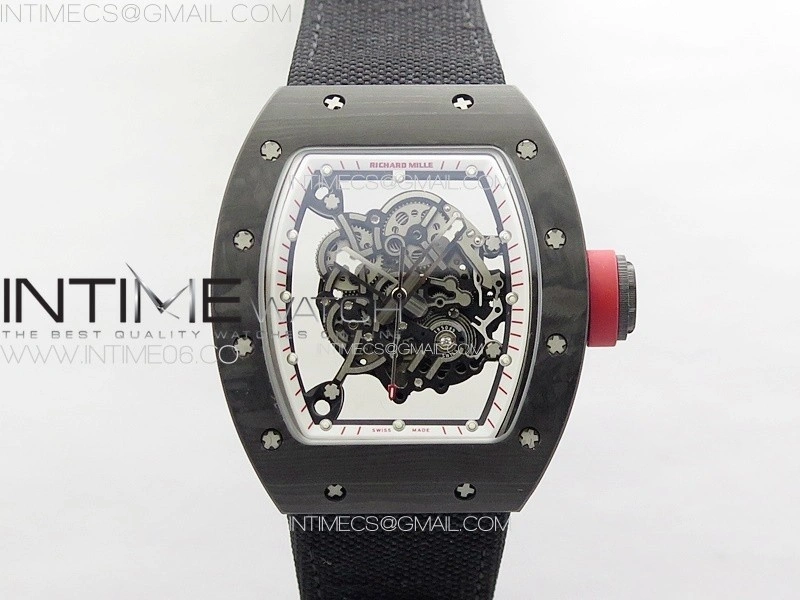 RM055 Real Forged Carbon Case KUF Best Edition Red Crown on Black Nyloyn Strap MIYOTA8215