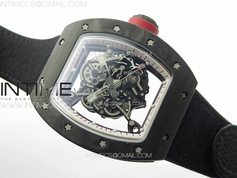 RM055 Real Forged Carbon Case KUF Best Edition Red Crown on Black Nyloyn Strap MIYOTA8215