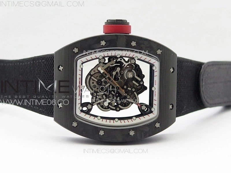 RM055 Real Forged Carbon Case KUF Best Edition Red Crown on Black Nyloyn Strap MIYOTA8215
