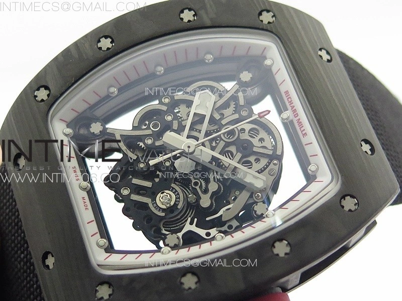 RM055 Real Forged Carbon Case KUF Best Edition Red Crown on Black Nyloyn Strap MIYOTA8215