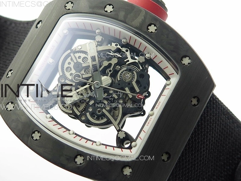 RM055 Real Forged Carbon Case KUF Best Edition Red Crown on Black Nyloyn Strap MIYOTA8215
