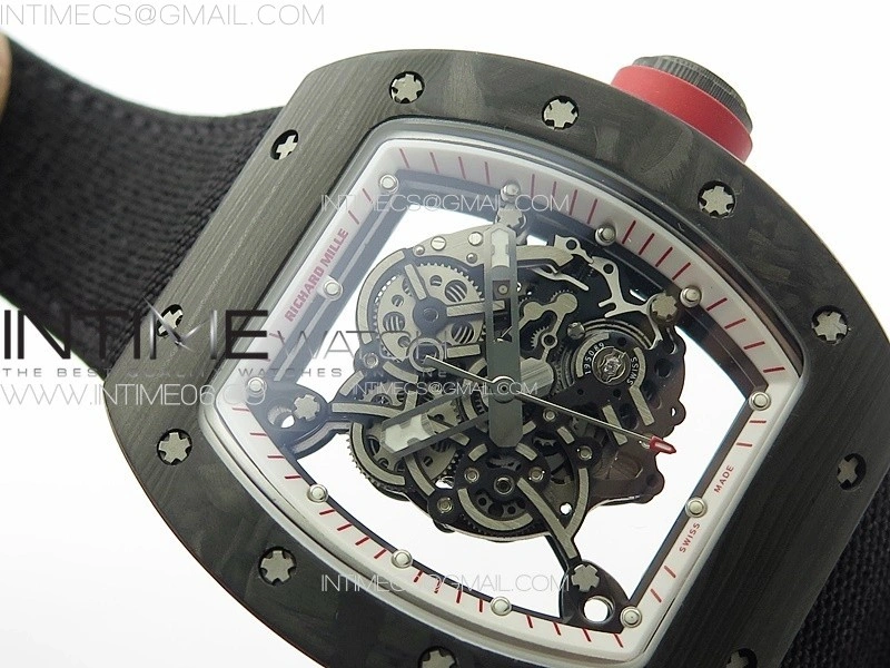 RM055 Real Forged Carbon Case KUF Best Edition Red Crown on Black Nyloyn Strap MIYOTA8215