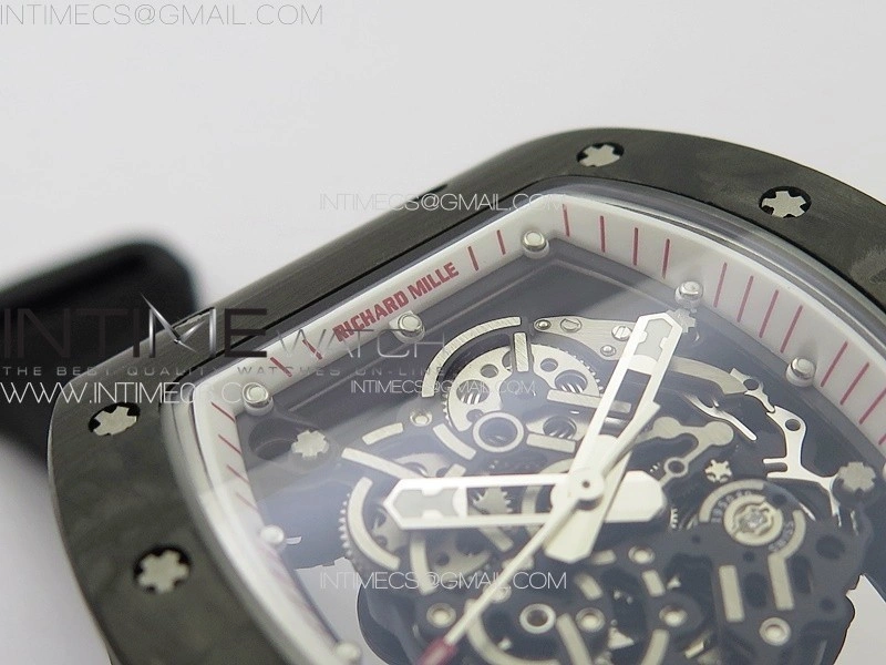 RM055 Real Forged Carbon Case KUF Best Edition Red Crown on Black Nyloyn Strap MIYOTA8215