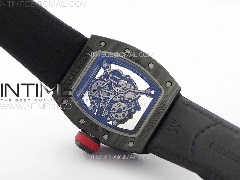 RM055 Real Forged Carbon Case KUF Best Edition Red Crown on Black Nyloyn Strap MIYOTA8215