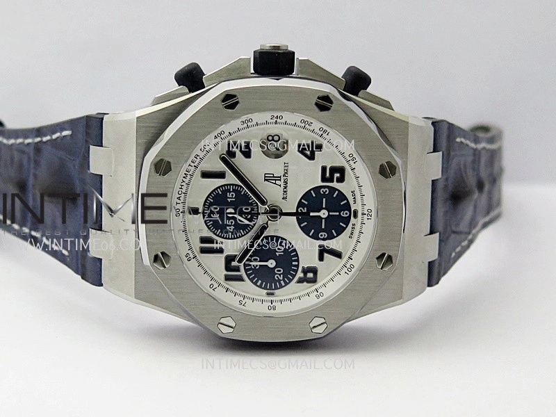 Royal Oak Offshore 42mm Navy TKF Best Edition White Dial on Blue Leather Strap A7750