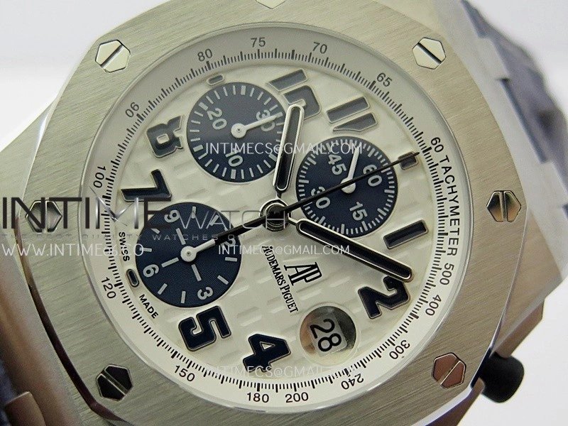 Royal Oak Offshore 42mm Navy TKF Best Edition White Dial on Blue Leather Strap A7750