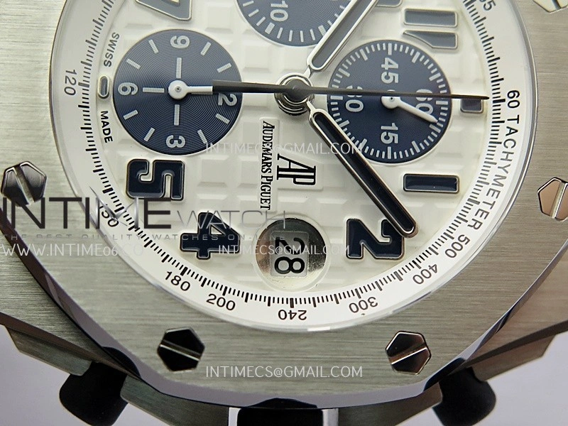 Royal Oak Offshore 42mm Navy TKF Best Edition White Dial on Blue Leather Strap A7750
