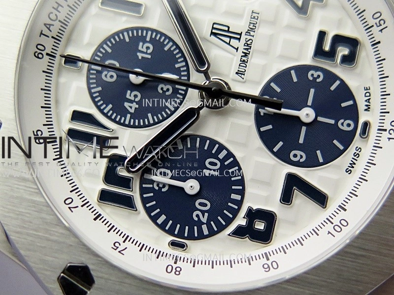 Royal Oak Offshore 42mm Navy TKF Best Edition White Dial on Blue Leather Strap A7750