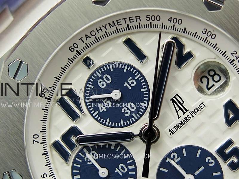 Royal Oak Offshore 42mm Navy TKF Best Edition White Dial on Blue Leather Strap A7750
