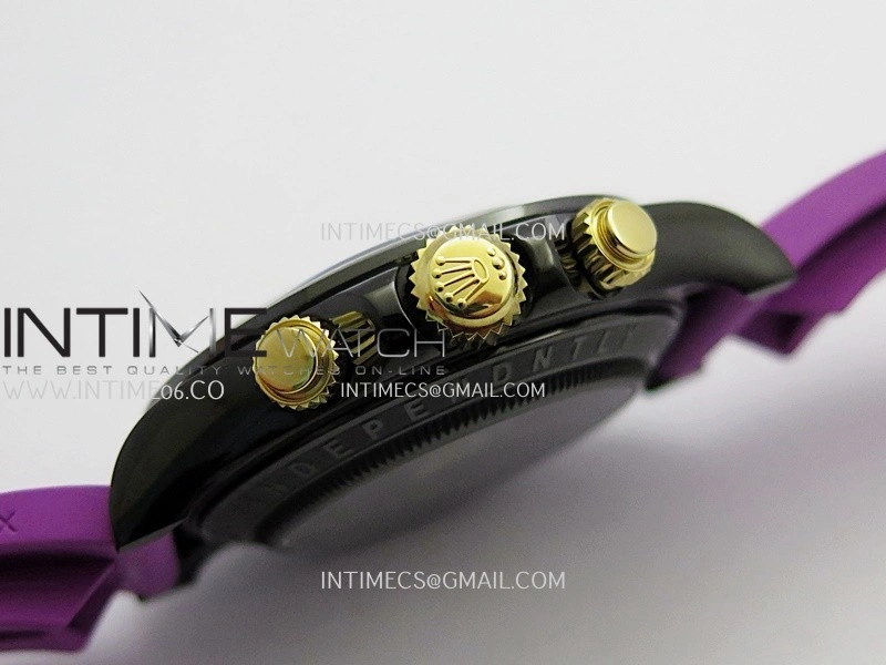 Daytona Blaken Carbon Bezel PVD Sonic Best Edition Skeleton Dial On Purple Rubber Strap Super Clone SA4130