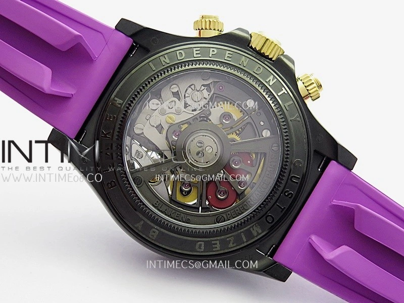 Daytona Blaken Carbon Bezel PVD Sonic Best Edition Skeleton Dial On Purple Rubber Strap Super Clone SA4130