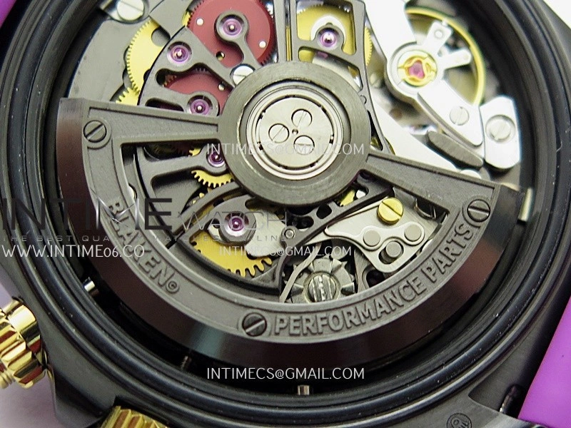 Daytona Blaken Carbon Bezel PVD Sonic Best Edition Skeleton Dial On Purple Rubber Strap Super Clone SA4130