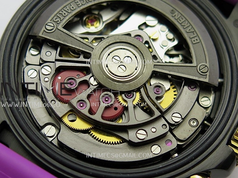 Daytona Blaken Carbon Bezel PVD Sonic Best Edition Skeleton Dial On Purple Rubber Strap Super Clone SA4130