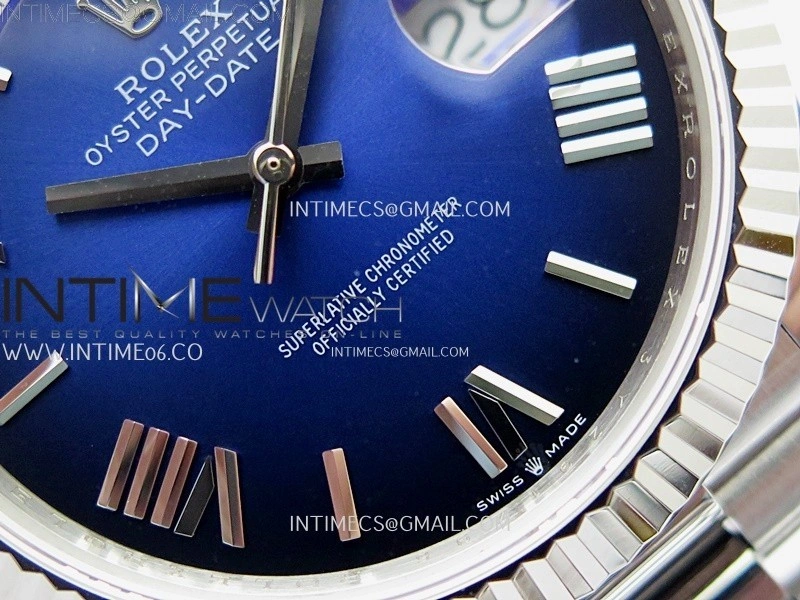 Day Date 228238 40mm 904L SS Bezel QF Gain Weight Blue Gradient Dial Roman Markers on SS President Bracelet A2836