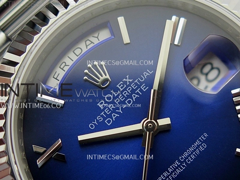Day Date 228238 40mm 904L SS Bezel QF Gain Weight Blue Gradient Dial Roman Markers on SS President Bracelet A2836